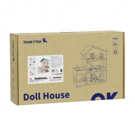 Ξύλινο Κουκλόσπιτο με 'Επιπλα & 6 Φιγούρες - Tooky Toy (TH919)