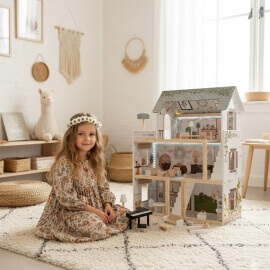 Ξύλινο Κουκλόσπιτο με Έπιπλα & Φωτισμό LED - Ikonka (ΚΧ5944)Ξύλινο Κουκλόσπιτο με Έπιπλα & Φωτισμό LED - Ikonka (ΚΧ5944)