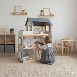 Ξύλινο Κουκλόσπιτο με Έπιπλα & Φωτισμό LED - Ikonka (ΚΧ6201)Ξύλινο Κουκλόσπιτο με Έπιπλα & Φωτισμό LED - Ikonka (ΚΧ6201)