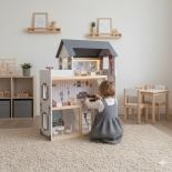 Ξύλινο Κουκλόσπιτο με Έπιπλα & Φωτισμό LED - Ikonka (ΚΧ6201)