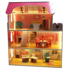 Ξύλινο Κουκλόσπιτο με Έπιπλα & Φωτισμό LED - Ikonka (ΚΧ6484) Ξύλινο Κουκλόσπιτο με Έπιπλα & Φωτισμό LED - Ikonka (ΚΧ6484)