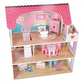 Ξύλινο Κουκλόσπιτο με Έπιπλα & Φωτισμό LED - Ikonka (ΚΧ6484) Ξύλινο Κουκλόσπιτο με Έπιπλα & Φωτισμό LED - Ikonka (ΚΧ6484)