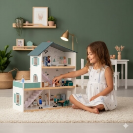 Ξύλινο Κουκλόσπιτο με 'Επιπλα & 6 Φιγούρες - Tooky Toy (TH919)Ξύλινο Κουκλόσπιτο με 'Επιπλα & 6 Φιγούρες - Tooky Toy (TH919)