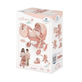 Καρότσι Κούκλας 3σε1 με Τσάντα & Πορτ-Μπεμπέ Tulipe - De Cuevas (80574)