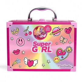 Παιδικό Σετ Καλλυντικών Βαλιτσάκι 2 Επιπέδων με Φως "Super Girl" - Martinelia (31104)