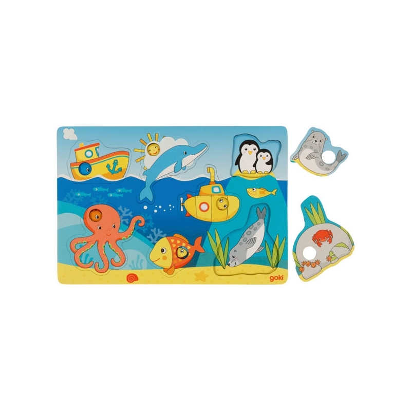 Ξύλινο Πάζλ Ενσφηνώματα "ο Βυθός της Θάλασσας" 7κομ - Goki (57307)