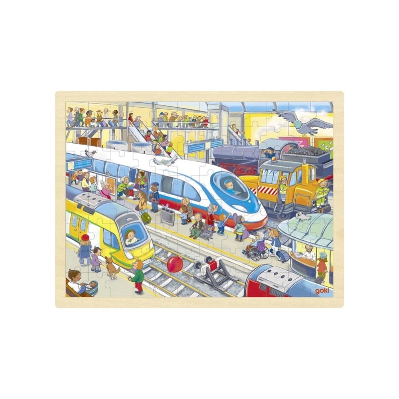 Ξύλινο Πάζλ "Σιδηροδρομικός Σταθμός" 96κομ - Goki (57316)