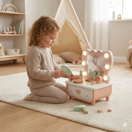 Ξύλινο Μπουντουάρ - Τουαλέτα με Φως - Tooky Toy (TP528)Ξύλινο Μπουντουάρ - Τουαλέτα με Φως - Tooky Toy (TP528)