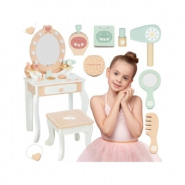 Ξύλινη Τουαλέτα Ομορφιάς με Φώς & Σκαμπό - Tooky Toy (TP530)