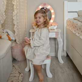 Ξύλινη Τουαλέτα Ομορφιάς με Φώς & Σκαμπό - Tooky Toy (TP530)