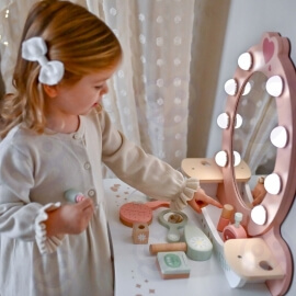 Ξύλινη Τουαλέτα Ομορφιάς με Φώς & Σκαμπό - Tooky Toy (TP530)