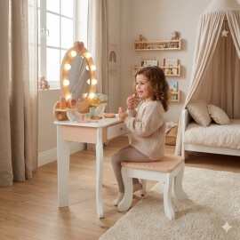 Ξύλινη Τουαλέτα Ομορφιάς με Φώς & Σκαμπό - Tooky Toy (TP530)Ξύλινη Τουαλέτα Ομορφιάς με Φώς & Σκαμπό - Tooky Toy (TP530)