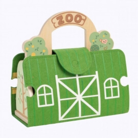 Φορητό Σετ Παιχνιδιού "Zoo" με Ξύλινα Οχήματα & Φιγούρες - Tooky Toy (TP537)