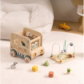 Ξύλινο Εκπαιδευτικό Όχημα Δραστηριοτήτων - Tooky Toy (TP542)
