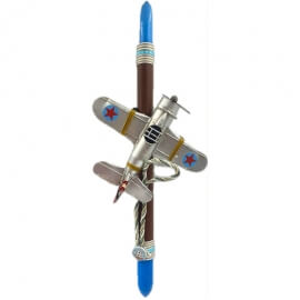 Χειροποίητη Πασχαλινή Λαμπάδα Αεροπλάνο Vintage Ασημί (26.12)