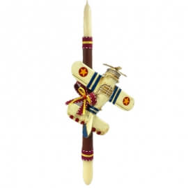 Χειροποίητη Πασχαλινή Λαμπάδα Αεροπλάνο Vintage Κίτρινο (26.13)