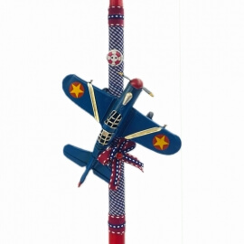 Χειροποίητη Πασχαλινή Λαμπάδα Αεροπλάνο Vintage Μπλε (26.14)