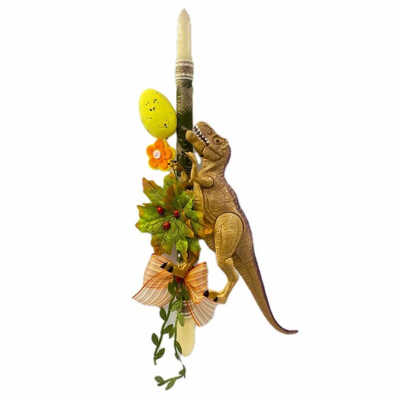 Χειροποίητη Πασχαλινή Λαμπάδα Δεινόσαυρος T-Rex με Ήχο & Φως (26.18)