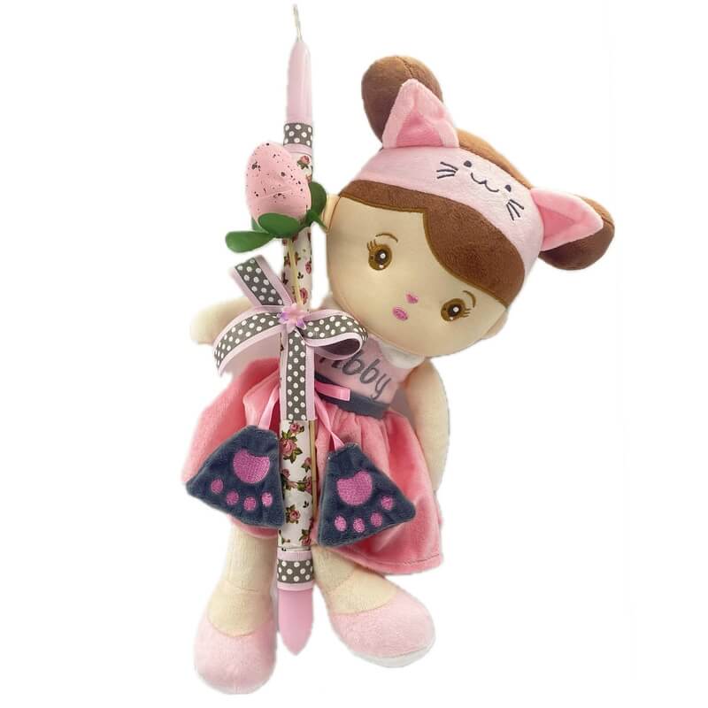 Χειροποίητη Πασχαλινή Λαμπάδα Πάνινη Κούκλα Abby (26.19)