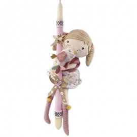 Χειροποίητη Πασχαλινή Λαμπάδα Πάνινη Κούκλα Little Dutch Anna με Πουλάκι (26.21)