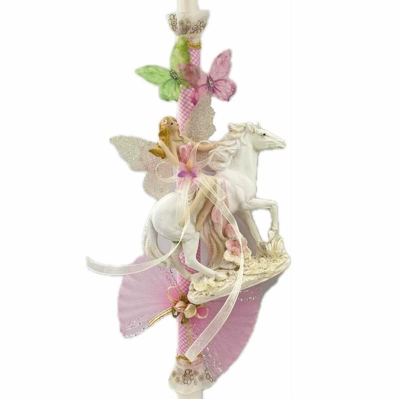 Χειροποίητη Πασχαλινή Λαμπάδα Νεράιδα με Πήγασο (26.24)