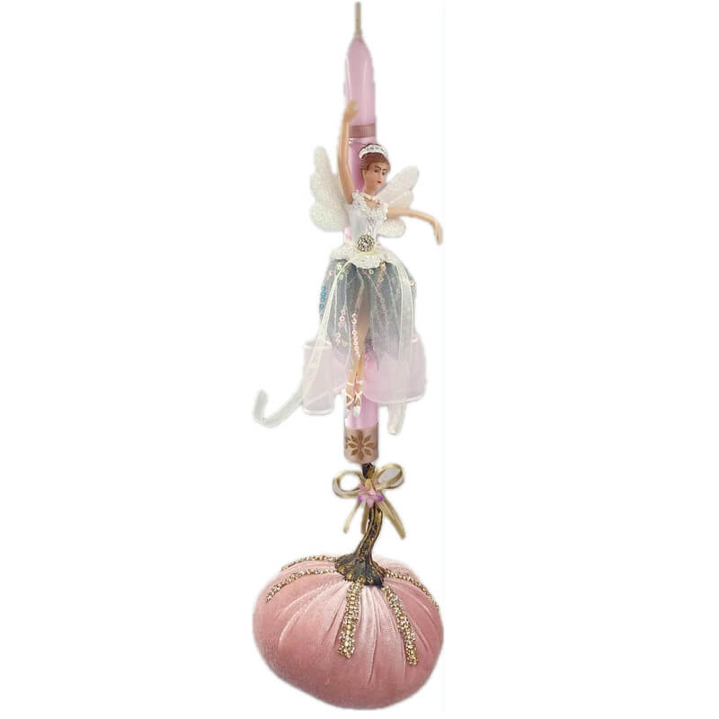 Χειροποίητη Πασχαλινή Λαμπάδα Μπαλαρίνα με Πον-Πον Κολοκύθα (26.28)