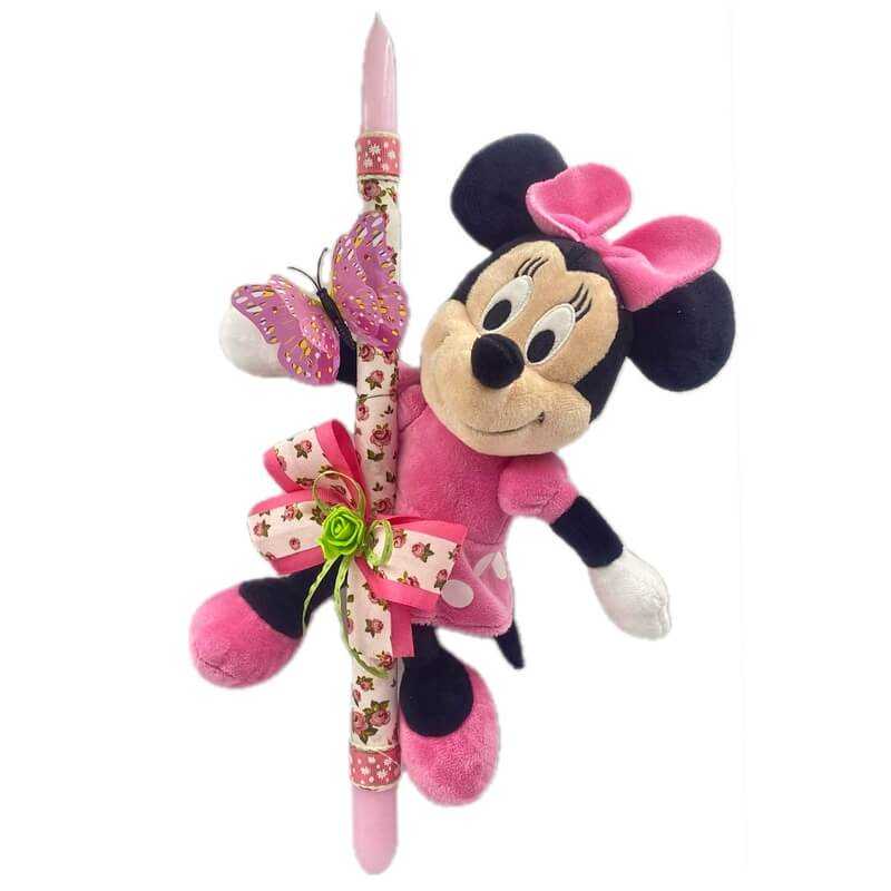 Χειροποίητη Πασχαλινή Λαμπάδα Μίνι Μάους (Minnie Mouse) Ροζ 30εκ (26.29)