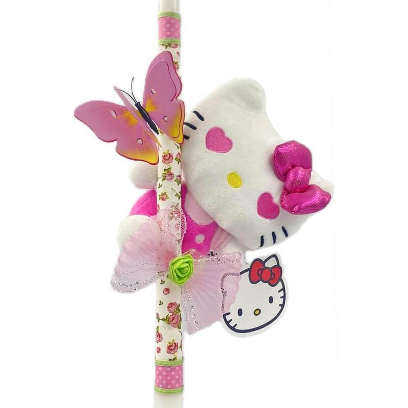 Χειροποίητη Πασχαλινή Λαμπάδα Hello Kitty Φούξια 16εκ (26.30)
