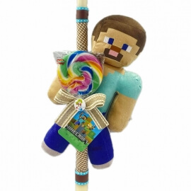 Χειροποίητη Πασχαλινή Λαμπάδα Minecraft Steve (26.41)