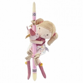 Χειροποίητη Πασχαλινή Λαμπάδα Πάνινη Κούκλα Little Dutch Anna με Πουλάκι (26.21)