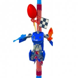 Χειροποίητη Πασχαλινή Λαμπάδα Transformer Μπλε (26.06)