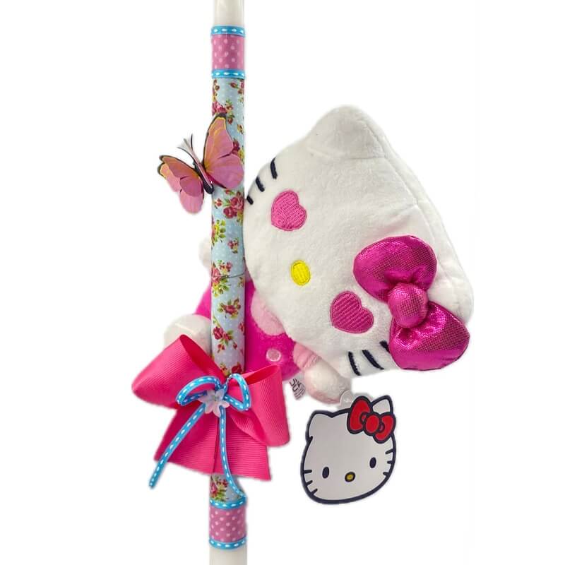 Χειροποίητη Πασχαλινή Λαμπάδα Hello Kitty Φούξια 16εκ (26.94)