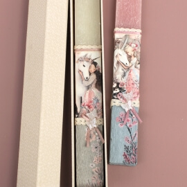 Πασχαλινή Λαμπάδα Πλακέ με Κοπέλα Μονόκερος Λευκή (26059W)