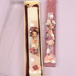 Πασχαλινή Λαμπάδα Πλακέ Κορίτσι με Λουλούδια Λευκή (26061W)Πασχαλινή Λαμπάδα Πλακέ Κορίτσι με Λουλούδια Λευκή (26061W)