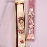 Πασχαλινή Λαμπάδα Πλακέ Κορίτσι με Λουλούδια Λευκή (26061W)