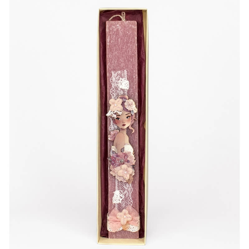 Πασχαλινή Λαμπάδα Πλακέ Κορίτσι με Λουλούδια Ροζ (26061P)Πασχαλινή Λαμπάδα Πλακέ Κορίτσι με Λουλούδια Ροζ (26061P)