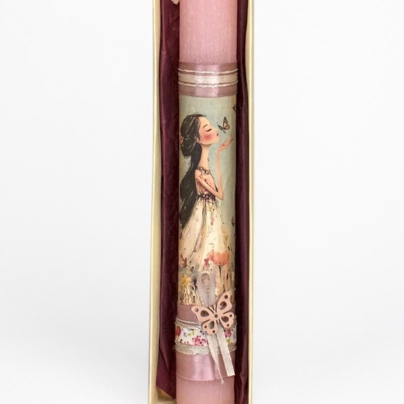 Πασχαλινή Λαμπάδα με Κορίτσι και Λουλούδια Ροζ (26062P)Πασχαλινή Λαμπάδα με Κορίτσι και Λουλούδια Ροζ (26062P)