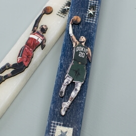 Πασχαλινή Λαμπάδα Πλακέ με Μπασκετμπολίστα Μπλε (26075B)