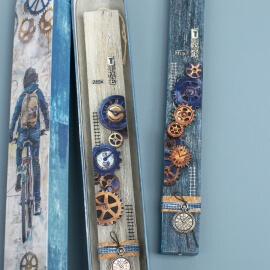 Πασχαλινή Λαμπάδα Πλακέ με Γρανάζια Λευκή (25077W)