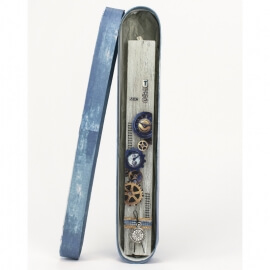 Πασχαλινή Λαμπάδα Πλακέ με Γρανάζια Λευκή (25077W)