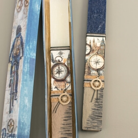 Πασχαλινή Λαμπάδα Πλακέ με Πυξίδα Μπλε (26079B)