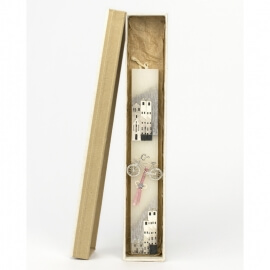 Πασχαλινή Λαμπάδα Πλακέ με Καρφίτσα Ποδήλατο Λευκή (26100W)