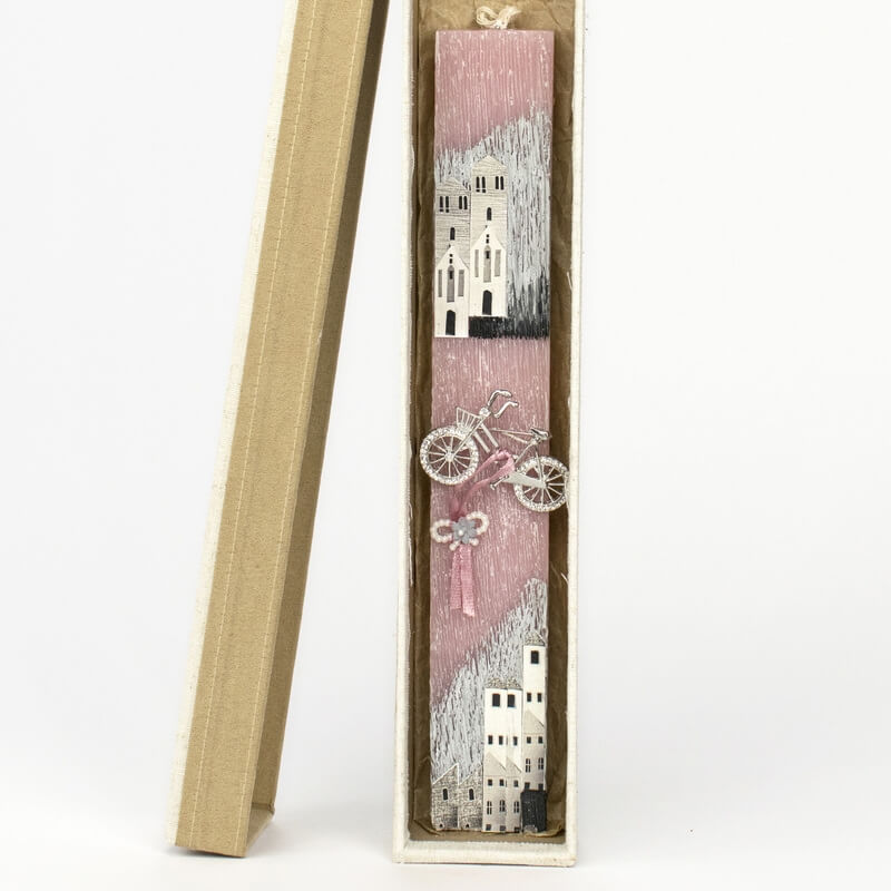 Πασχαλινή Λαμπάδα Πλακέ με Καρφίτσα Ποδήλατο Ροζ (26100P)Πασχαλινή Λαμπάδα Πλακέ με Καρφίτσα Ποδήλατο Ροζ (26100P)