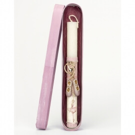 Πασχαλινή Λαμπάδα με Μπρελόκ Μπαλαρίνα Λευκή (26118W)