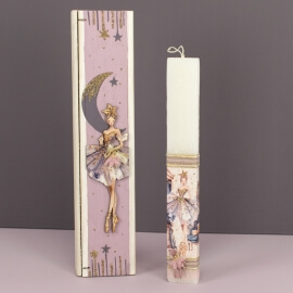 Πασχαλινή Λαμπάδα σε Ξύλινη Κασετίνα με Μπαλαρίνα (26149)