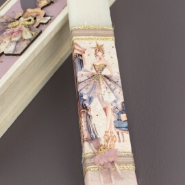 Πασχαλινή Λαμπάδα σε Ξύλινη Κασετίνα με Μπαλαρίνα (26149)