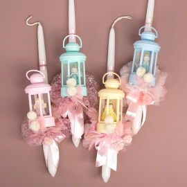 Πασχαλινή Λαμπάδα Πριγκίπισσα σε Φαναράκι με Φως Βεραμάν (26161V)