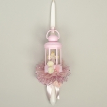 Πασχαλινή Λαμπάδα Πριγκίπισσα σε Φαναράκι με Φως Ροζ (26161P)