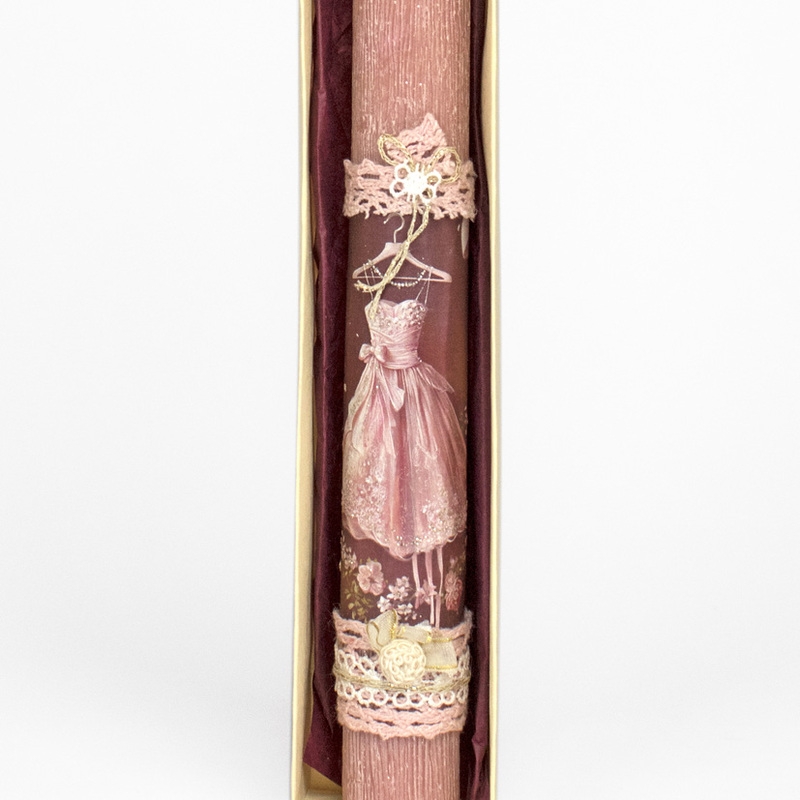 Πασχαλινή Λαμπάδα με Φόρεμα Σομόν (26064S)