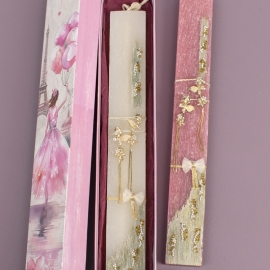 Πασχαλινή Λαμπάδα Πλακέ με Σκουλαρίκια Πεταλούδες Λευκή (25105W)